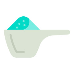 washing powder in spoon concept, fabric softener scoop vector icon design, Laundry and Dry Cleaning symbols on white background 