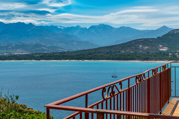 balcony view of Calvi Bay in Corsica