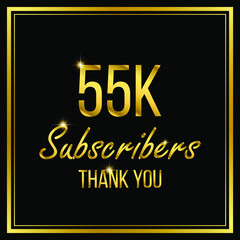 Fifty five thousand or 55000 followers or subscribers achievement symbol design, vector illustration.