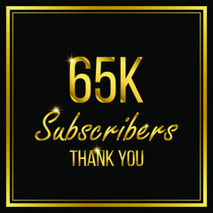 Sixty five thousand or 65000 followers or subscribers achievement symbol design, vector illustration.