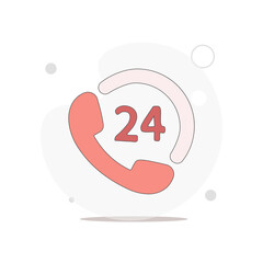 handset, call center 24 isolated vector flat illustration on white