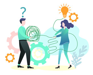 Flat illustration. Group of people. Teamwork. Men and women. Illustrations for business. Illustrations for infographics.