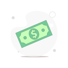 dollar bill isolated vector flat illustration on white