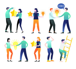 Flat illustration. Group of people. Teamwork. Men and women. Illustrations for business. Illustrations for infographics.