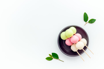 Japanese traditional sweets - dumpling rice cake, top view