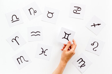 Zodiac signs - horoscope astrology concept, top view