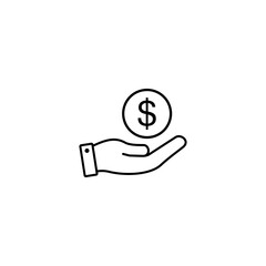 Money on the hand icon, Money in hand sign and symbol vector