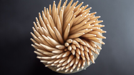 many toothpicks lie together