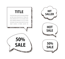 Various speech bubble doodle set for shopping
