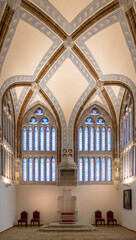 Fototapeta premium Astorga, Castilla y Leon / Spain - August 11, 2020: Interior of the Episcopal Palace in Astorga, built by Antoni Gaudi