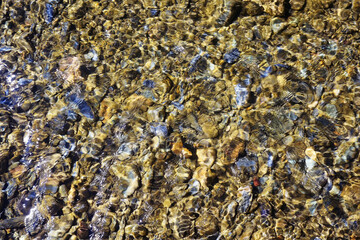 texture of water on stones in a crooked stream