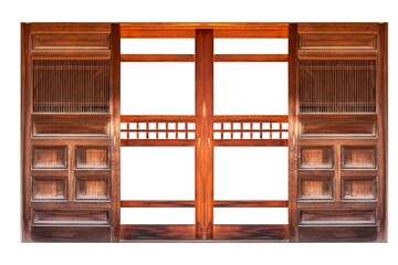 Shoji , Traditional Japanese door,window or room divider consisting isolated on white background