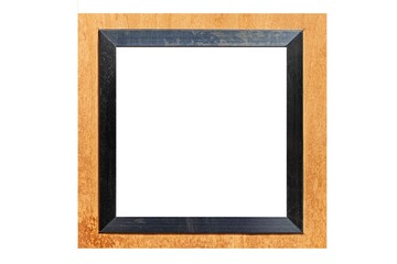 Brown and black wooden photo frame isolated on a white background