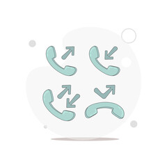 Phone icon. incoming call, outgoing call, missed call icons