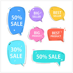 Various speech bubble doodle set for shopping
