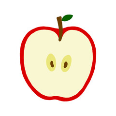 りんごの手描きイラストアイコン sliced apple flat illustration vector icon