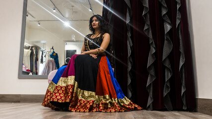 Indian Female Model in traditional Chaniya choli. Navratri is an Indian Festival and Chaniya choli...