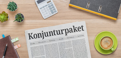 Zeitung mit der Headline Konjunkturpaket