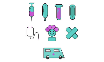 Medical and health icon set flat design