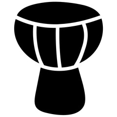 
Glyph design of ethnic drum, music instrument icon
