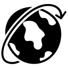 
Arrows with gobe depicting, around the world icon
