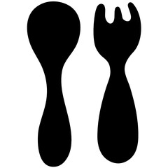 
Glyph design of spoon with fork, kitchen cutlery icon

