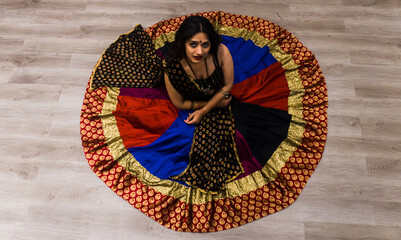Indian Female Model in traditional Chaniya choli. Navratri is an Indian Festival and Chaniya choli...