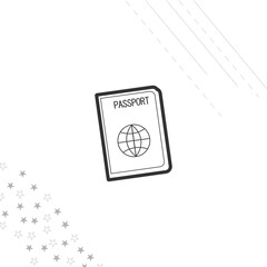 Passport isolated line icon for web and mobile