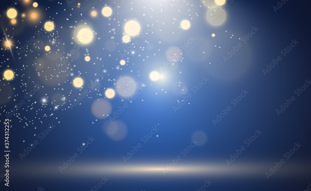 Poster Beautiful sparks shine with a special light. Vector sparkles on transparent background. Christmas abstract pattern. Background for the image.	
