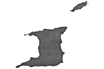 Karte von Trinidad und Tobago auf dunklem Schiefer