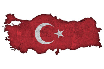 Karte und Fahne von Türkei auf verwittertem Beton
