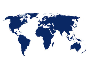 Karte der Welt in blauer Farbe