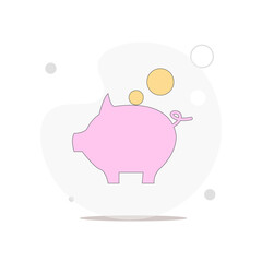 Piggy bank isolated vector flat illustration on white