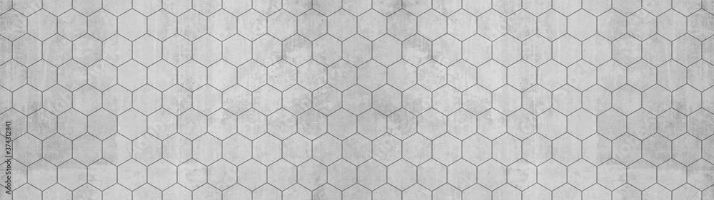 Aufkleber abstract seamless white grey gray bright concrete cement stone tile wall made of hexagonal geometric