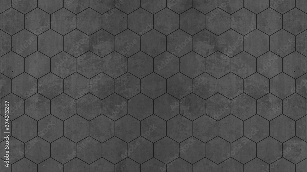 Aufkleber abstract seamless black anthracite dark gray grey concrete cement stone tile wall made of hexagonal 