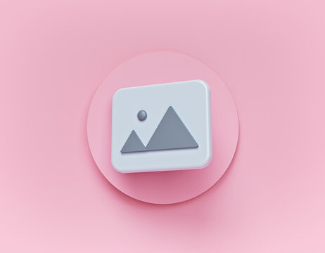 minimal Image Gallery icon, symbol. 3d rendering