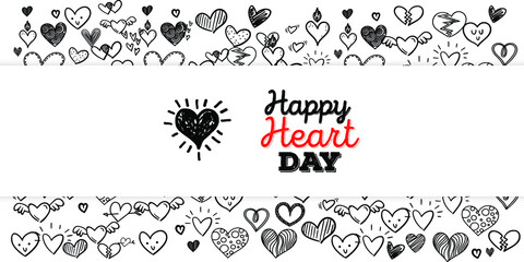 Set of Hand draw Heart day Doodle backgrounds. Objects from a Heart.