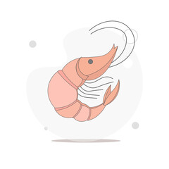 shrimp isolated vector flat illustration on white