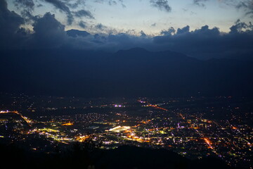 Fototapeta premium A night landscape from the mountain in Nagano, Japan.
