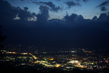 Fototapeta na wymiar A night landscape from the mountain in Nagano, Japan.
