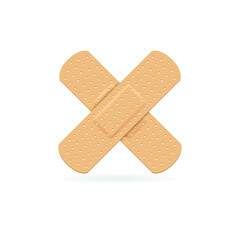 Cross adhesive bandage on white background
