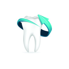 Strong Tooth vector isolate on white background illustration.
