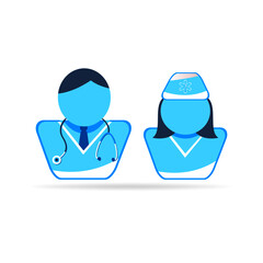 Doctor and nurse vector icon isolate on white background