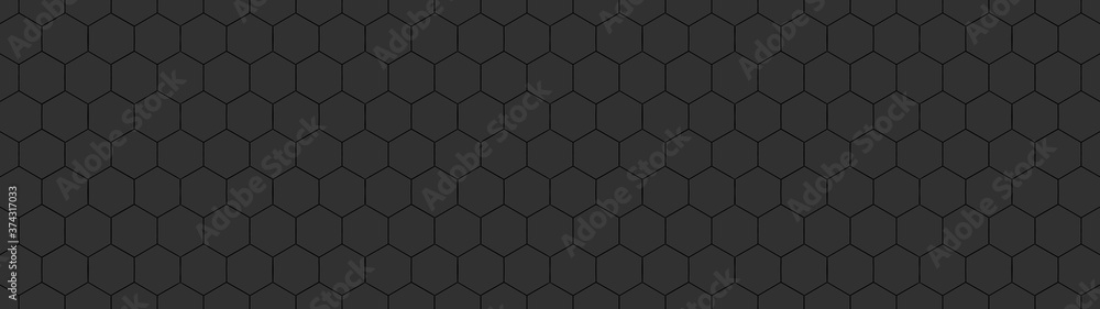 Poster abstract seamless black anthracite dark gray grey concrete cement stone tile wall made of hexagonal 