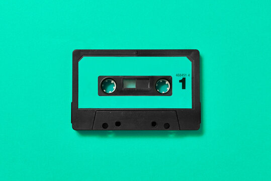 80s cassette tape isolated on a colored background part one