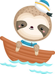 a cute sloth in a sailor costume 
