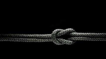 Reef knot black rope on a black background. - Powered by Adobe