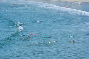 People pactising sport at the beach in Brittany. France