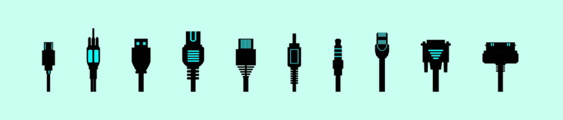 a set of cable rj45 icon design template with various models. vector illustration