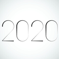 New year 2020. Halftone dots in linear form .vector